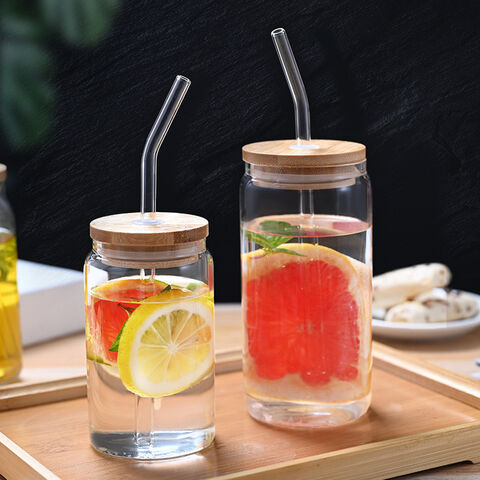 Glass Water Bottle with Bamboo Lid